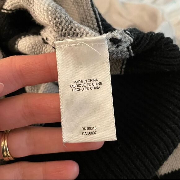 Lucky Brand Stripe Sweater Colorblock Crewneck Pullover Gray Black Size Large - Picture 10 of 11